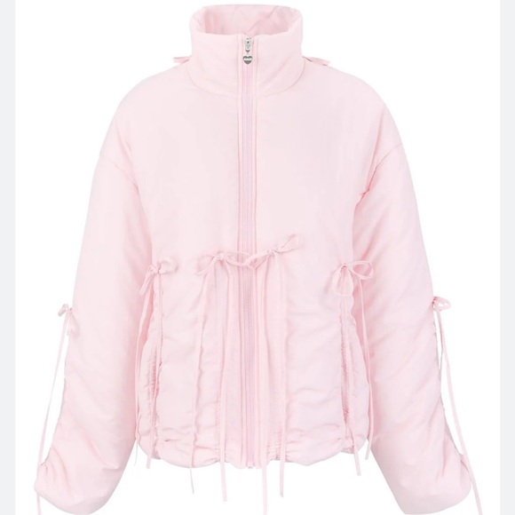 My Mum Made It Bow Puffer Jacket - Pink - L - Picture 1 of 6